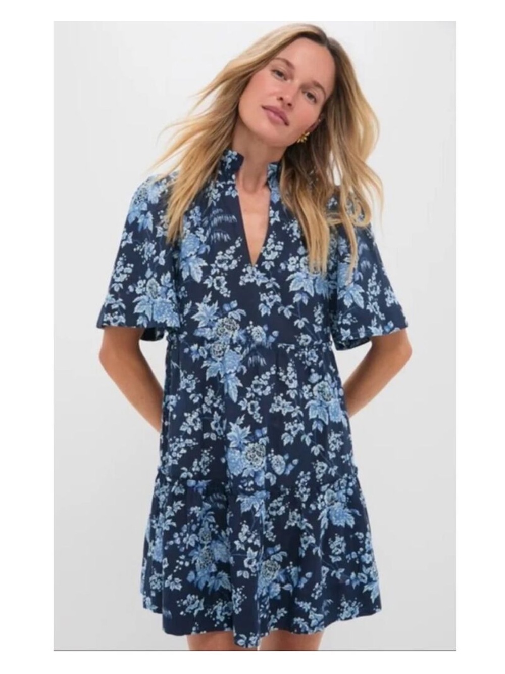 Tuckernuck Crawford Linen Mini Dress Twilight Garden Floral Navy Blue